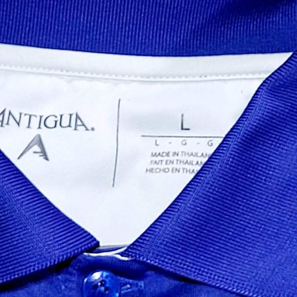 Antigua Tampa Bay Lightning Polo Shirt Men L Blue Striped Golf Performance - Picture 5 of 8